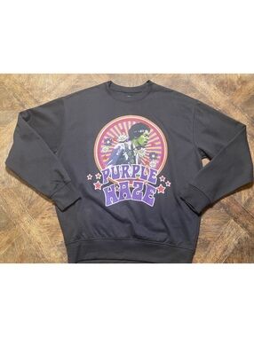 Jimi Hendrix purple haze black graphic pullover sweater oversized small EUC